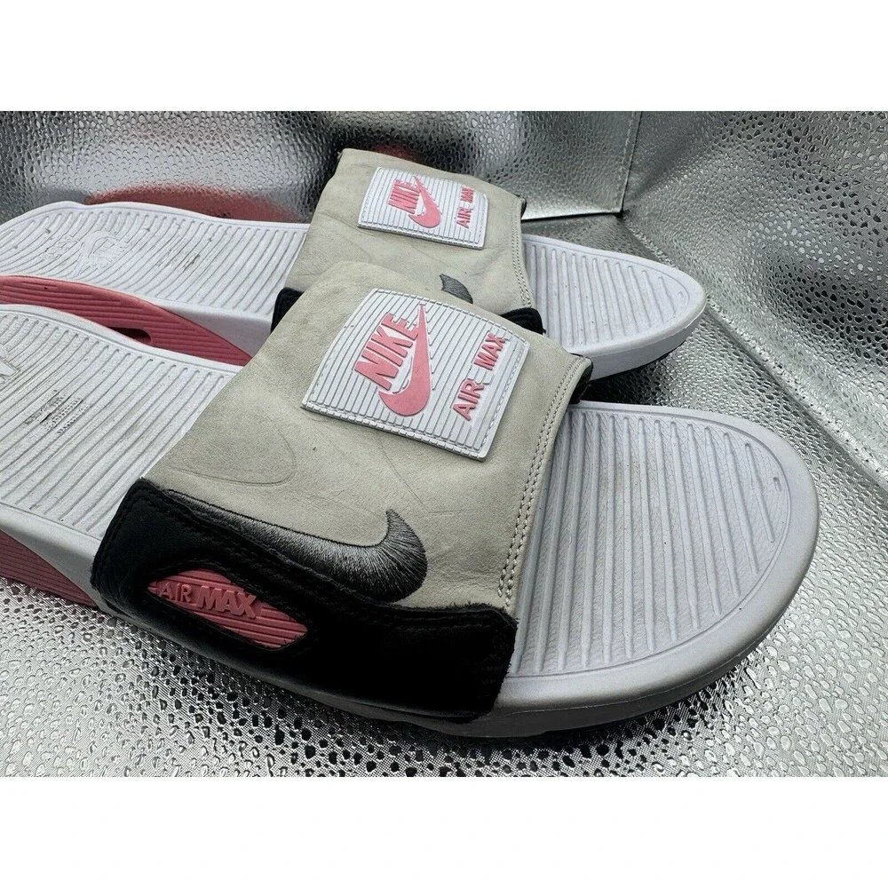 NIKE AIR MAX 90 SLIDES WHITE ROSE PINK SMOKE Sz 15 BQ4635 100‎ LIGHT INFRARED